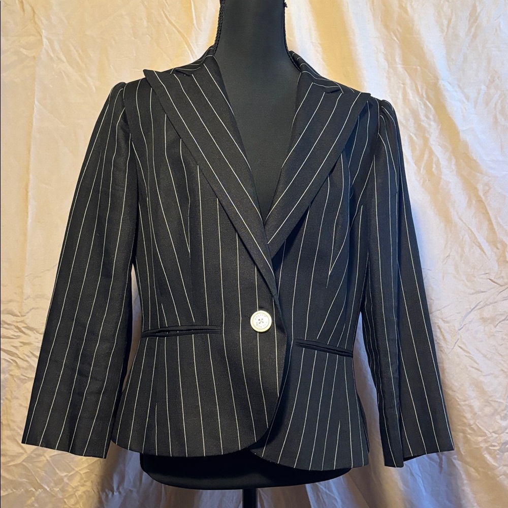 Ralph Lauren Black and White Striped Blazer